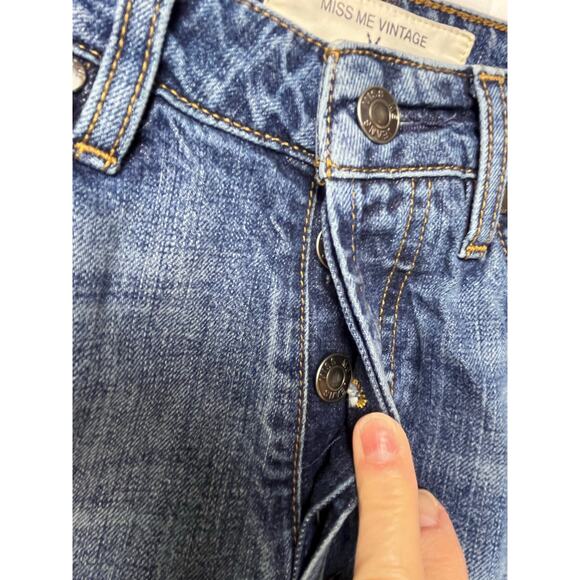 Vintage Miss Me Women 28 Blue Boyfriend Embroidered Button Fly Hippie Boho Jeans - Picture 8 of 12